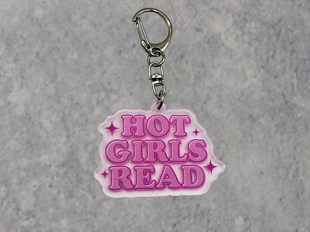 ⭐PICK 3/$15 Hot Girls Read Keychain, BookTok Reader Gift, Bookish Keyring